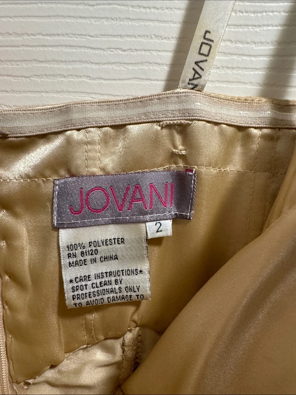 Jovani Strapless Beaded Gold and Champagne Evening Dress - Picture 4 of 7